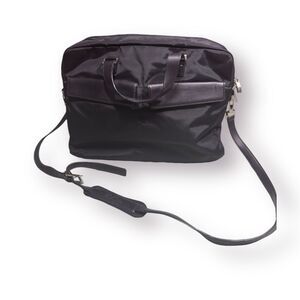 TUMI Black Ballistic Nylon & Leather Slim Satchel Padded 15" Laptop Shoulder Bag